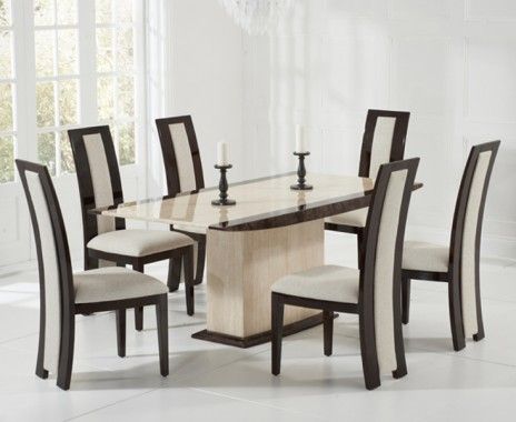 Carvelle 200Cm Brown Pedestal Marble Dining Table With Verbier Mesmerizing Marble Dining Room 2018 Carvelle 200Cm Brown Pedestal Marble Dining Table With Verbier Unique Marble Dining Room Review
