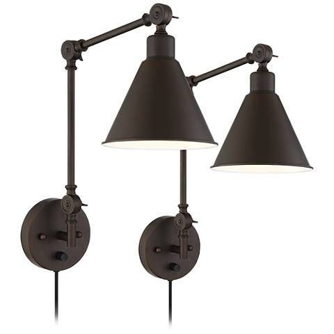 100 Wray Bronze Metal Swing Arm Wall Lamp Set Of 2 Lampsplus 100 Wray Bronze Metal Swing Arm Wall Lamp Set Of 2 Lampsplus