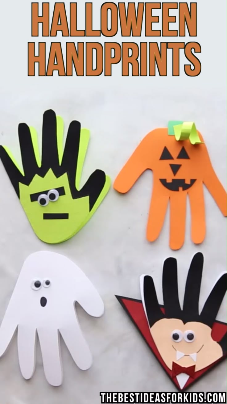 HALLOWEEN CRAFT FOR KIDS: These Halloween Handprints are too cute! These would b...