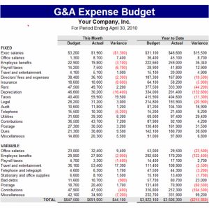general and administrative g a expense budget template it helps
