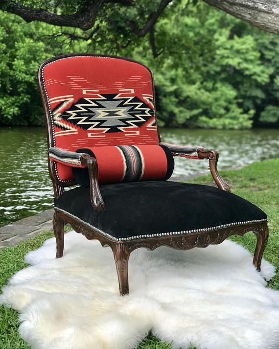 Feb 17, 2020 - Cabin decor Restored refurbished antique arm chair, King LIXV antique chair rustic western hair on hide suede chair.