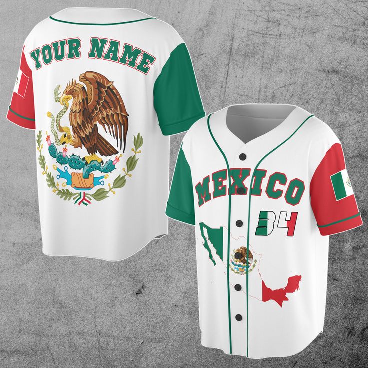 Personalized Name Number Mexico Lover Mexican Flag Baseball Jersey S
