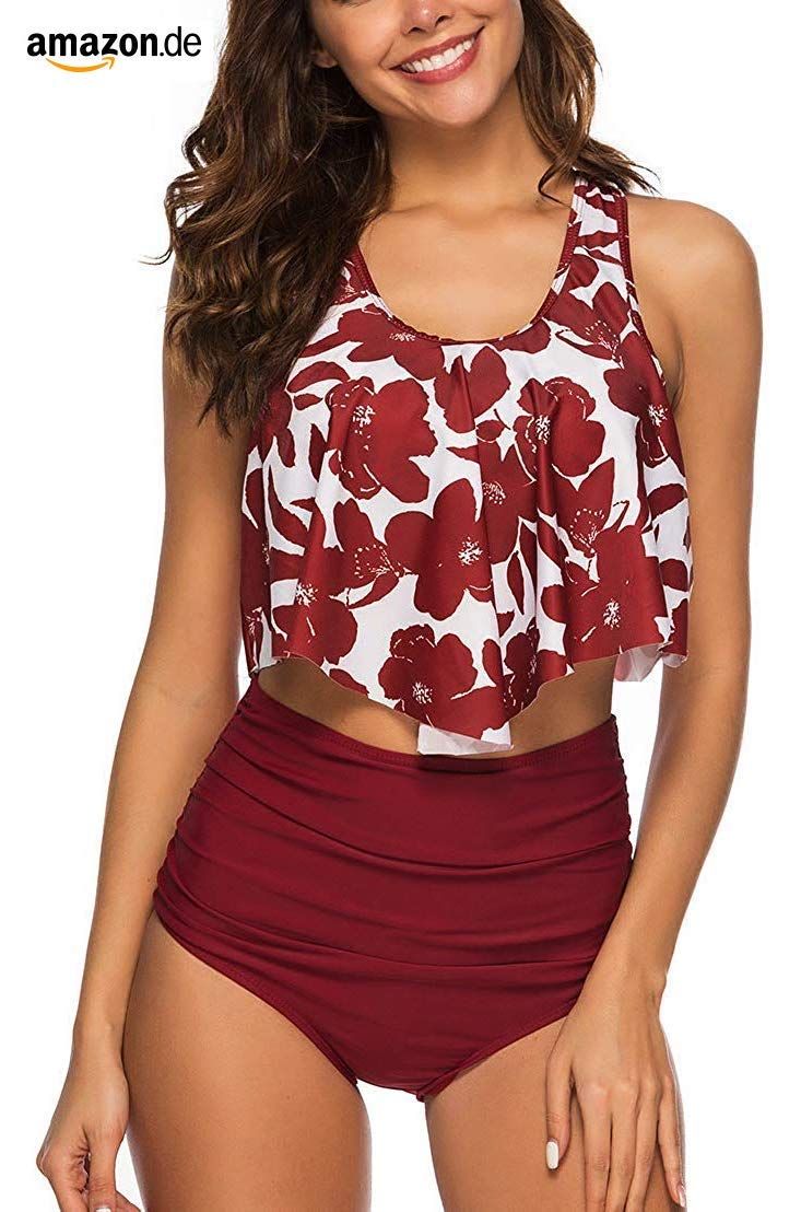 Damen Badeanzug Push Up Bikini Set Hohe Taille Bademode Crop Top Strandkleidung