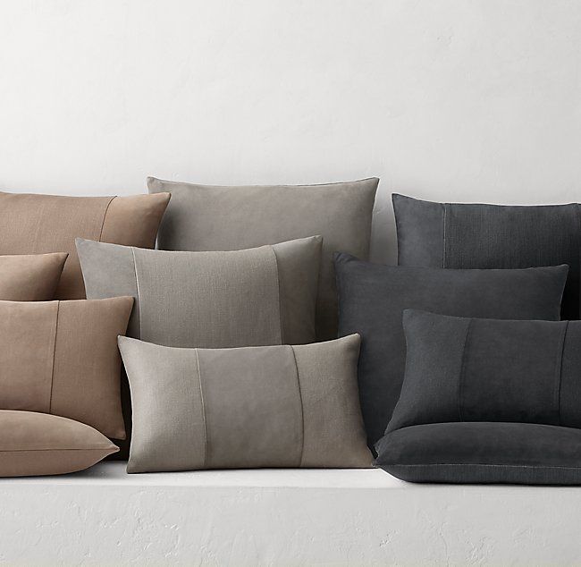 Suede Pillow Cover by Kelly Hoppen Linen Vertical Pleat Pillow Cover by