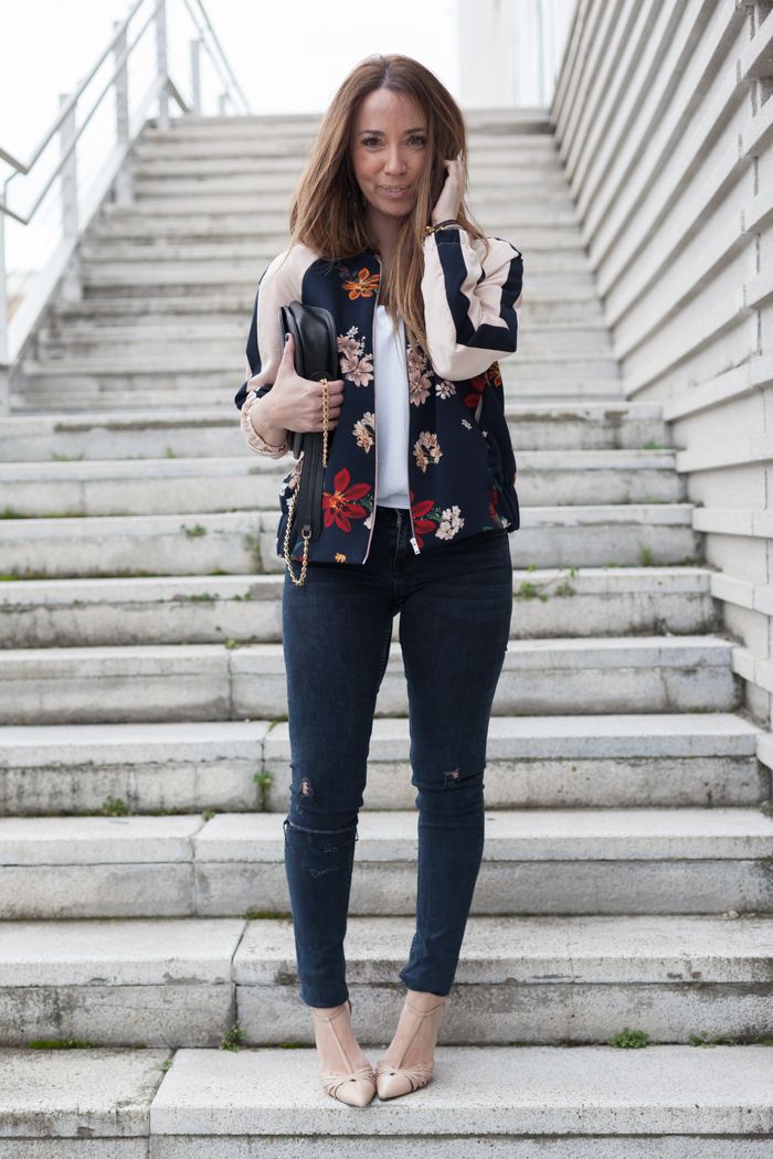 Floral bomber jacket zara deals