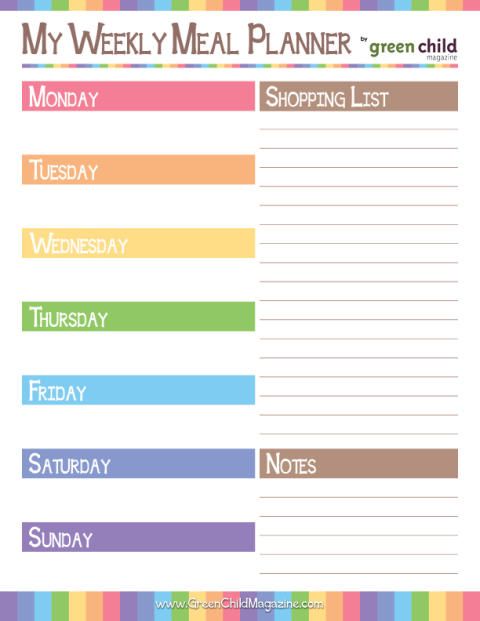 menu planner template free
