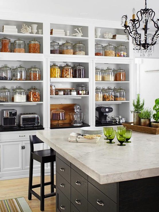 fantastic wall of built in open shelving for pantry staples and small kitchen appliances - Kitchen Wall Organization Ideas fantastic wall of built in open shelving for pantry staples and small kitchen appliances - Kitchen Wall Organization Ideas