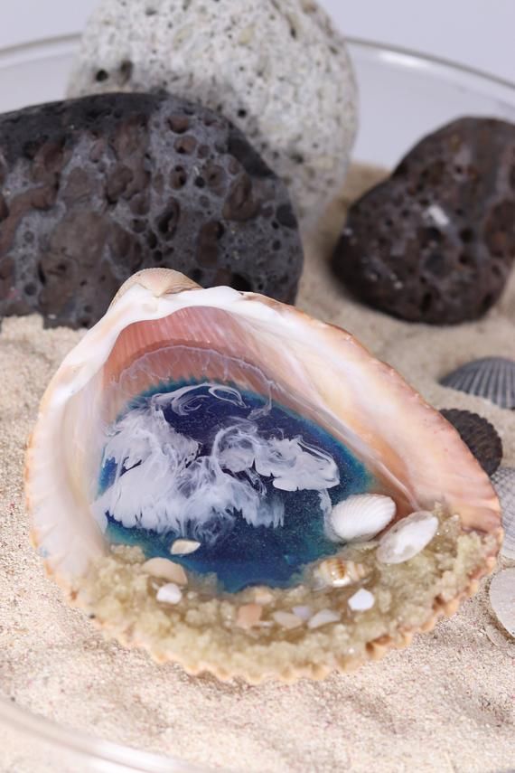 mother/'s day gift Ocean ina seashell Fairy garden pond Beach house decor Beach wedding decor unique Bridesmaid gift Seashell ring dish