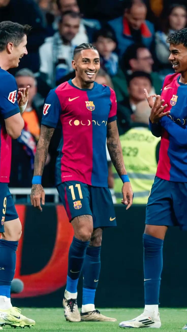 Barcelona Lamine Yamal Robert Lewandowski and Raphinha | Lewandowski