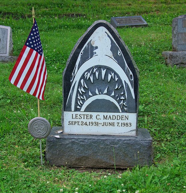 8 best Odd Gravestones images on Pinterest | Cemetery art, Cemetery ... Lester C. Madden Loved Jaws an is listed (or ranked) 39 on the list The Strangest and Most Bizarre Graves from Around the World