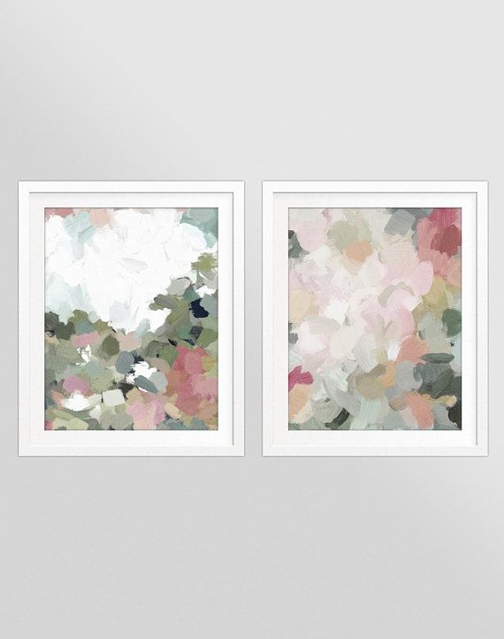 Living Room Art Kids Room Art Canvas Art Pastel Nursery Art Abstract Picture Sage Green /& Blush Pink Colorful Geometric Wall Art