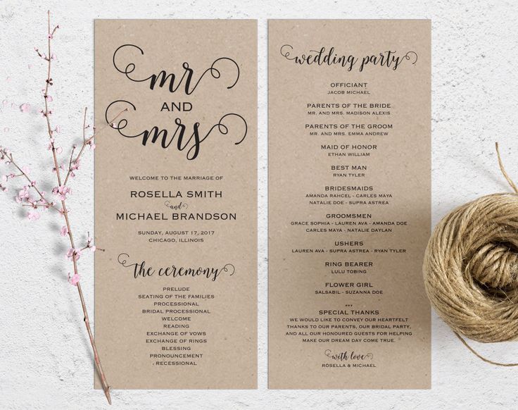 programs for wedding ceremony