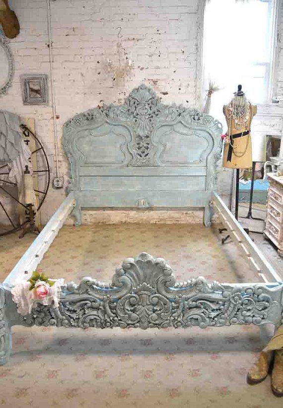 french bed painted cottage shabby chic rococo bed aqua queen king romantic bed bd22 - Antique Queen Bed Frame french bed painted cottage shabby chic rococo bed aqua queen king romantic bed bd22 - Antique Queen Bed Frame