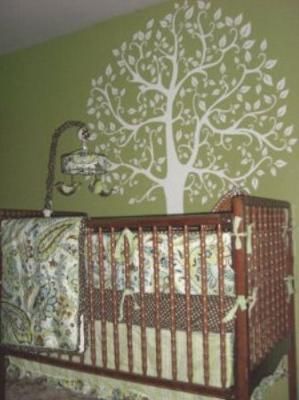 Nature Nursery Theme Our Baby S Green Tree Nature Nursery Theme Our Baby S Green Tree With Paisley Crib Bedding 4 Pinterest And Wall Decals