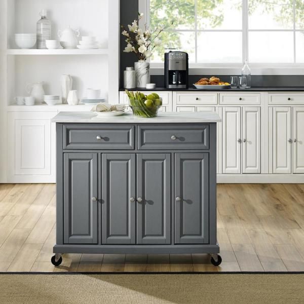 Crosley Avery Gray Kitchen Cart Kf30043egy The Home Depot Grey Kitchen Island Small Kitchen Kitchen Design