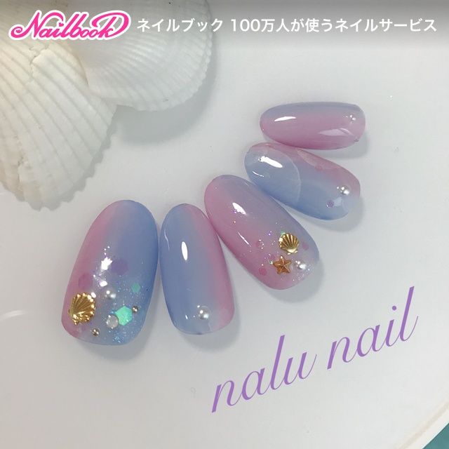 夏 海 ハンド グラデーション ミディアム Nalu Nail Rio のネイルデザイン No ネイルブック 夏 海 ハンド グラデーション ミディアム Nalu Nail Rio のネイルデザイン No ネイルブック