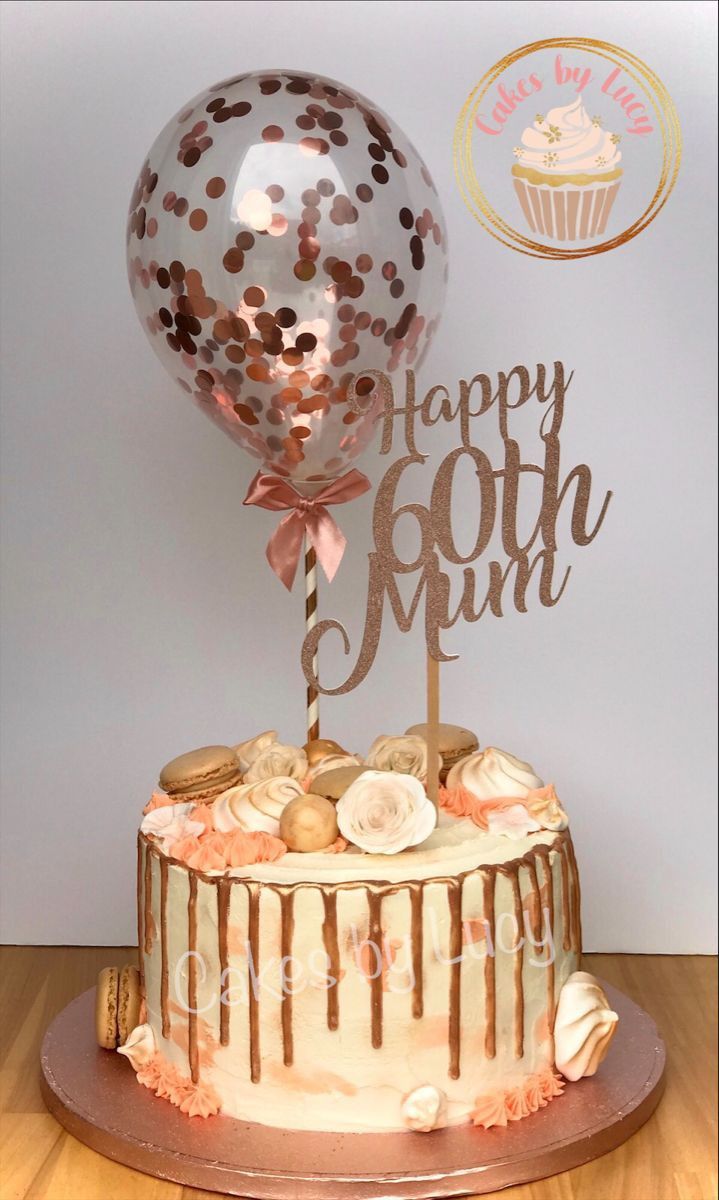 60th Birthday Cake For Mom With Balloon And Happy 50th Sign 60th-birthday-cake-for-mom-with-balloon-and-happy-50th-sign