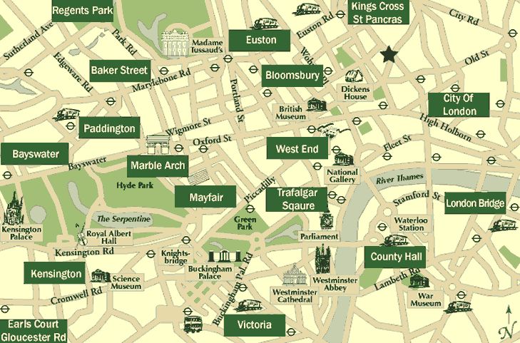 map of london hotel districts visited by tour bus