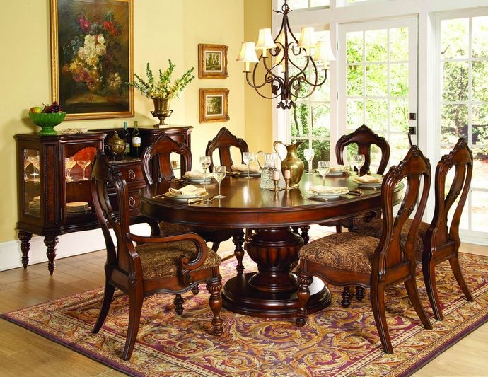 7 Pc Prenzo Collection Warm Brown Finish Wood Round Oval Cool Round Formal Dining Room Sets For 8 Review 7 Pc Prenzo Collection Warm Brown Finish Wood Round Oval Interesting Round Formal Dining Room Sets For 8 Design Ideas