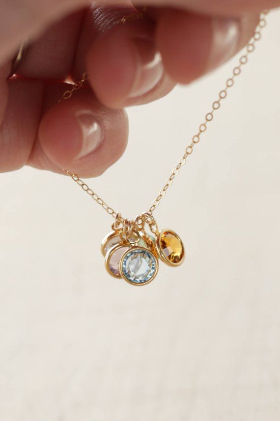 birthstone charm necklace for