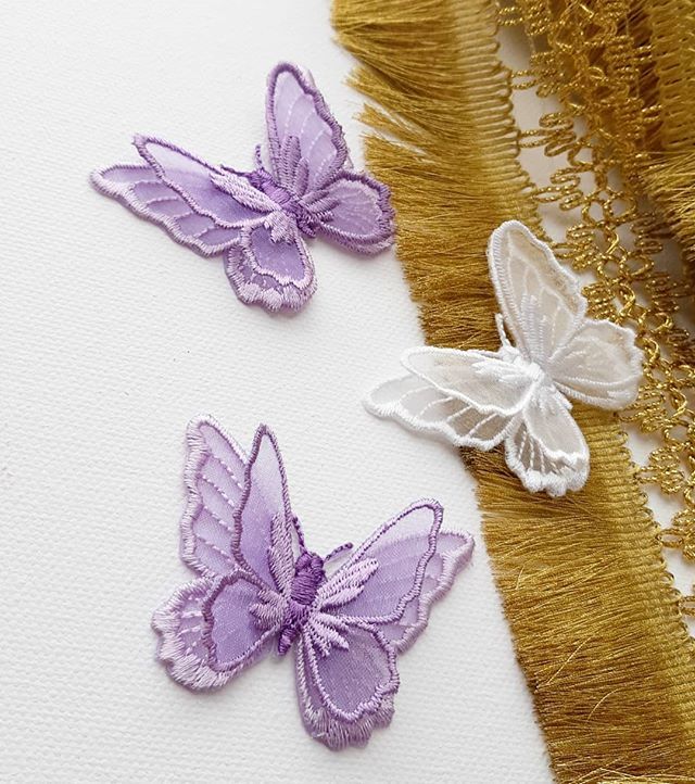 White Ivory Bridal Butterfly Embroidery Applique Patch