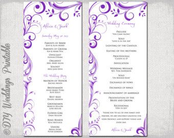 ceremony booklet with purple border wedding programs rent book template free