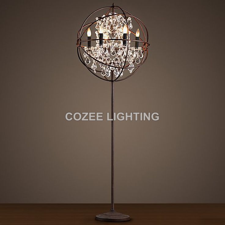Vintage Crystal Floor Lamp Standing Lighting Led Orb Cristal Light Indoor Home Restaurant Li Chandelier Vintage Crystal Floor Lamp Standing, Chandelier Floor Standing Lamps For Living Room