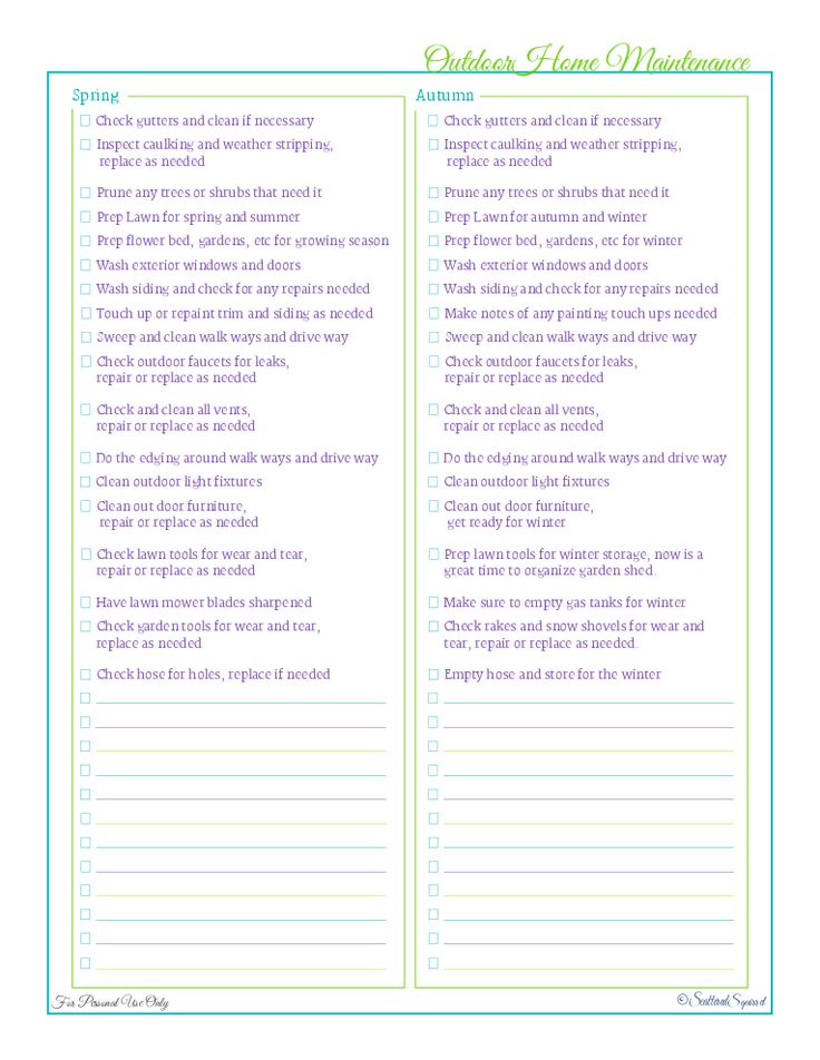 household maintenance checklist