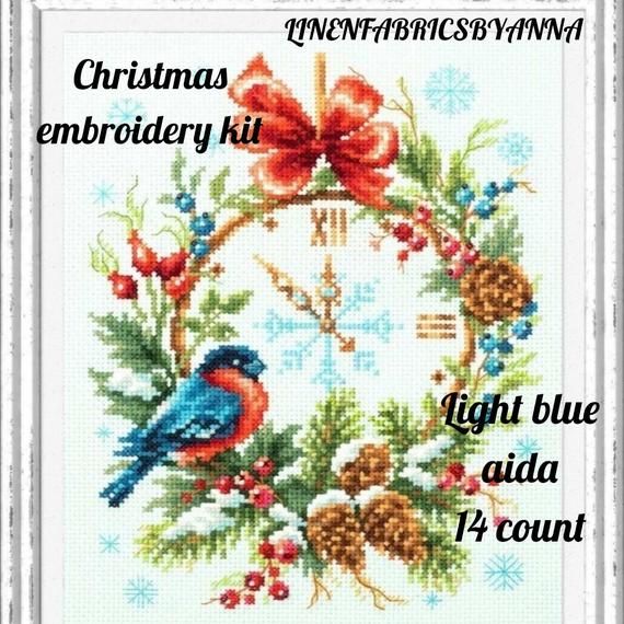 modern cross stitch wall decor Christmas holiday Christmas cross stitch kit Christmas cross stitch decor beginner hand embroidery kit