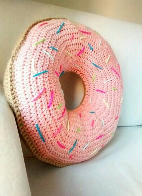 Donut Pillow Doughnut Pink Glaze with Sprinkles by Tinkertati Giant donunts patterns ...