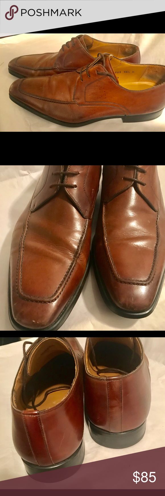 Mag an I luxury Italian leather shoes excellent Rich caramel brown Italian leath...
