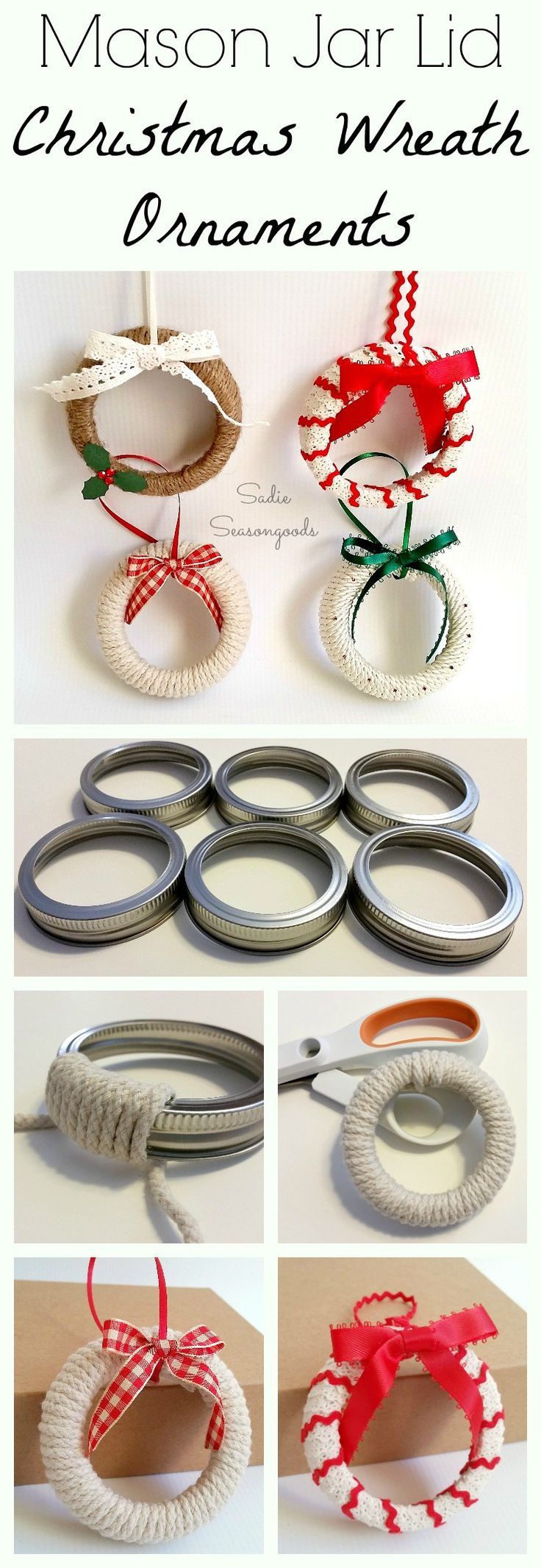 DIY Craft: DIY Christmas Wreath ornaments from repurposed mason jar lid rings DIY Craft: DIY Christmas Wreath ornaments from repurposed mason jar lid rings