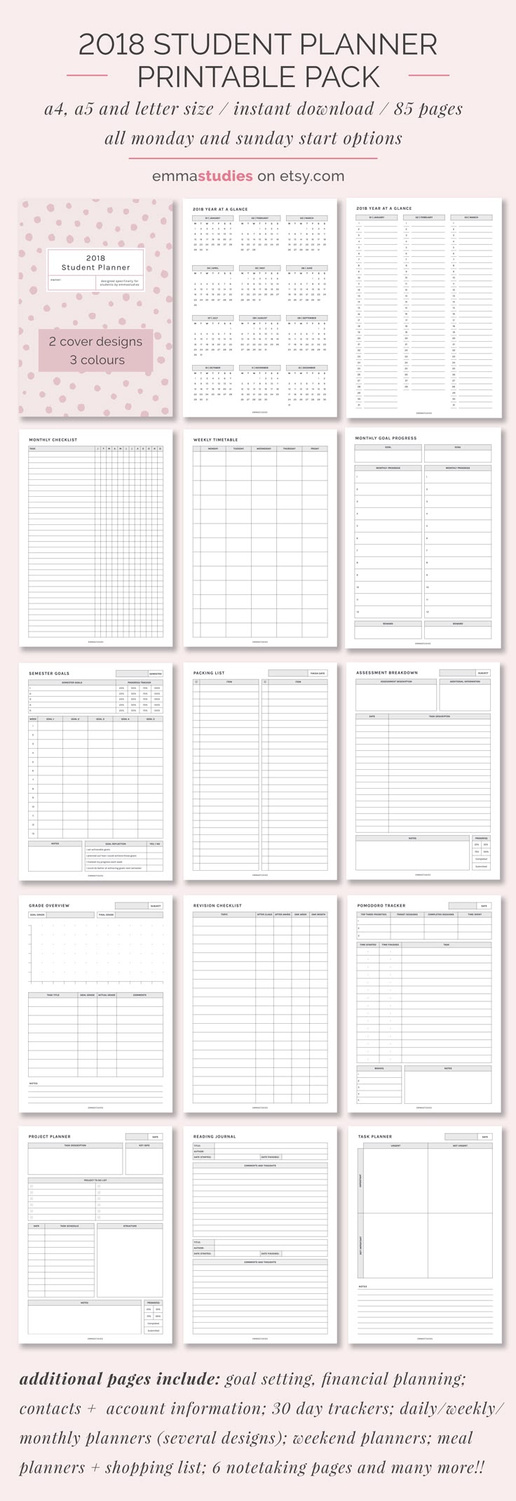 college student planner template