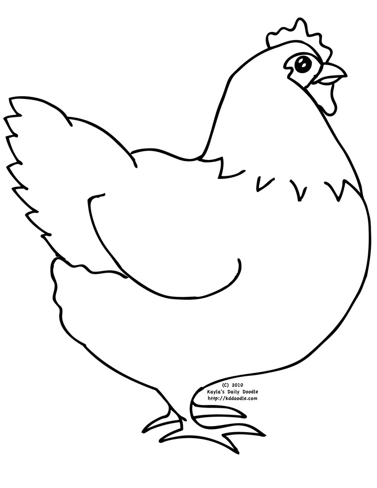 a black and white drawing of a chicken