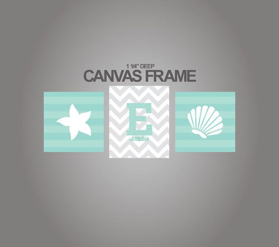36 Best Nursery Wall Art Canvas Images On Pinterest Nautical Nautical Nursery Canvas Art For S Personalized With Initial And Date Of Birth Set