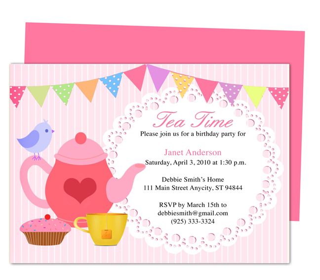 afternoon tea party invitation party templates printable diy edit in