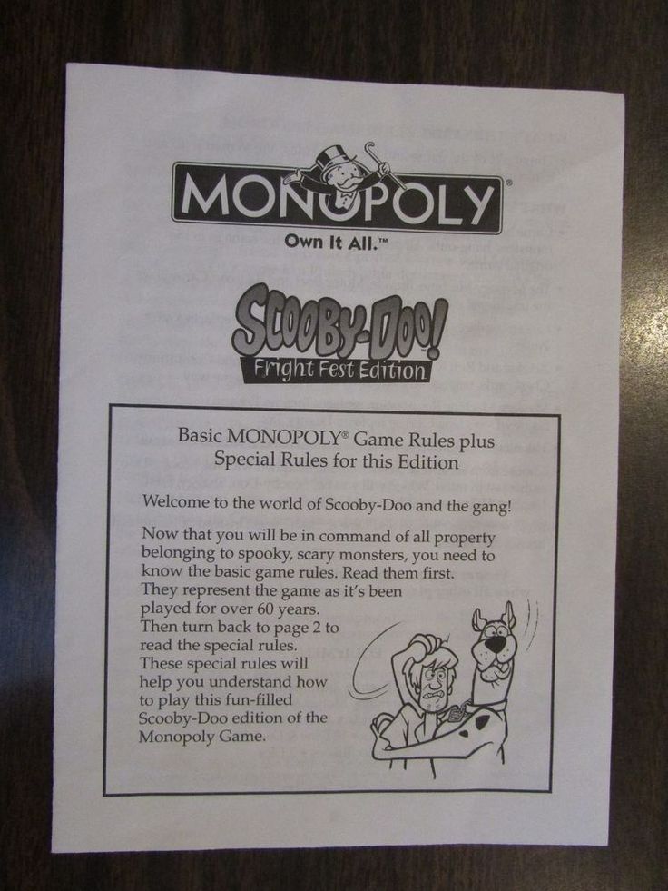 Download Monopoly Scooby-Doo! Fright Fest Edition Game Rules #USAopoly | Scooby doo, Board games, Monopoly