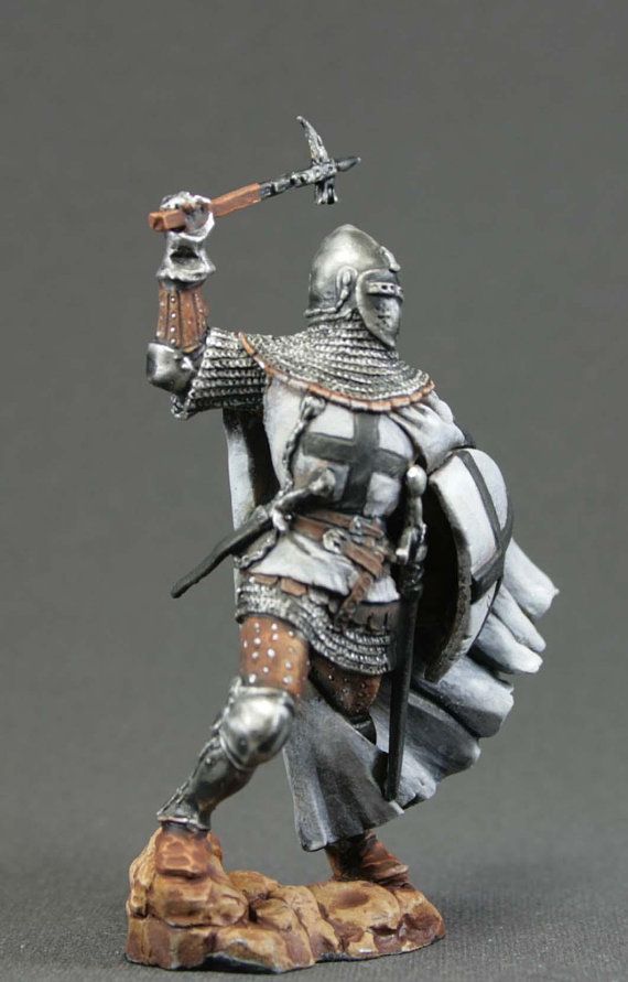 Tin Toy Soldier montado sem pintura Cavaleiro da Ordem Teutónico Resina 54mm 1//32