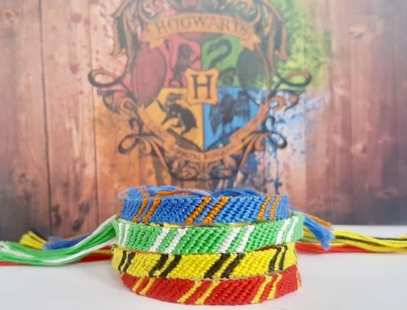 Harry Potter Inspired Hogwarts House Friendship Bracelet Cotton Braided House Colours Gryffindor Slytherin Ravenclaw Hufflepuff