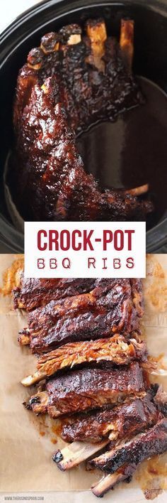Fall-off-the-bone tender pork ribs cooked in the crock-pot. This super easy reci...