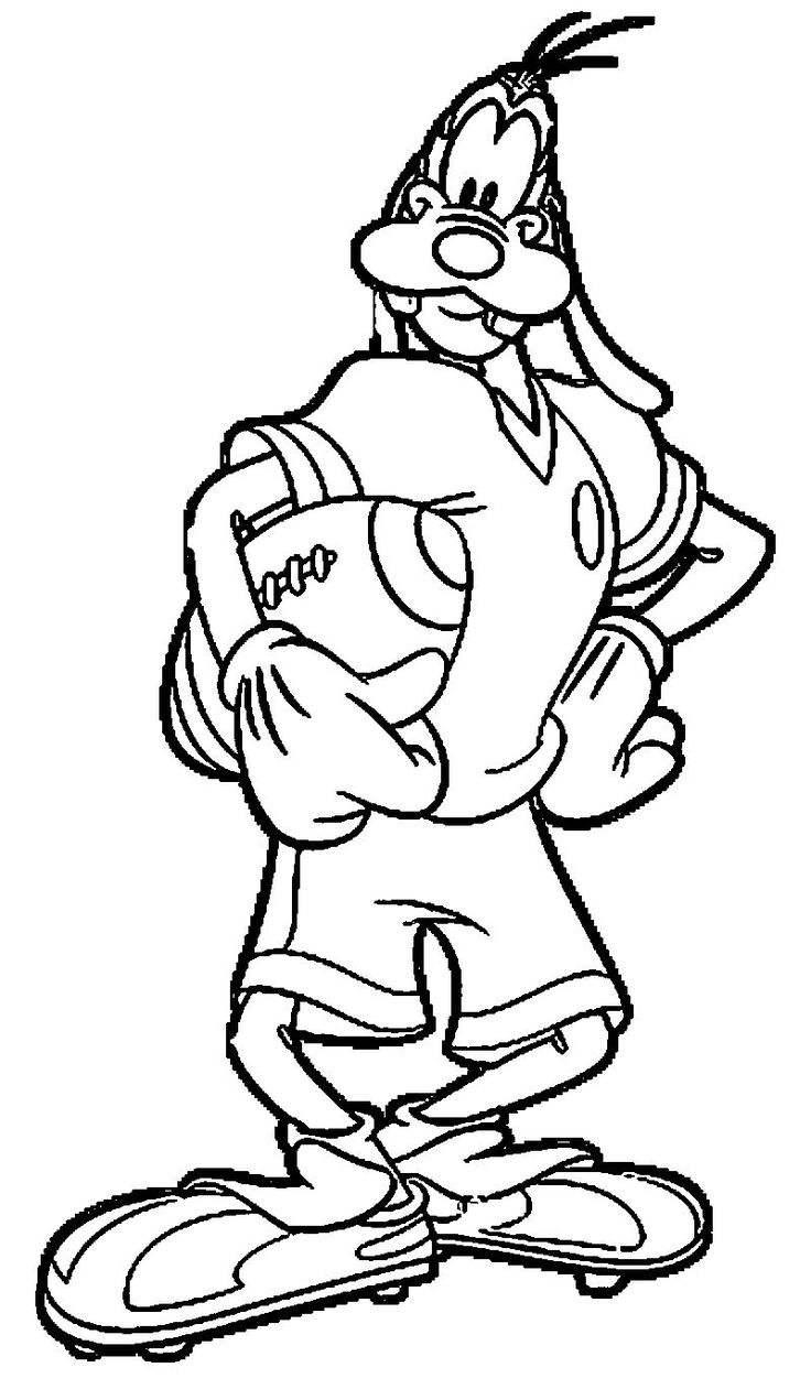 Goofy Playing Football Coloring Page | Football coloring pages, Sports