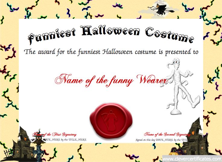halloween costume certificates