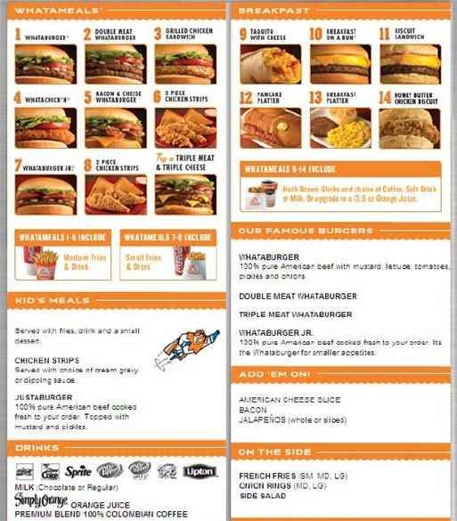 Their menu has so much variety. Whataburger Whataburger menu