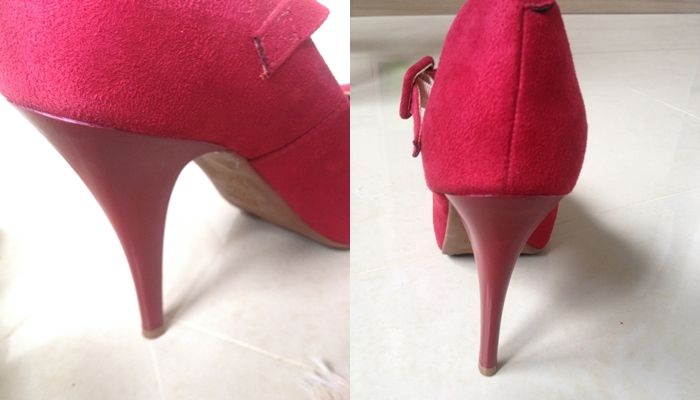 Sapato de sales couro arranhado