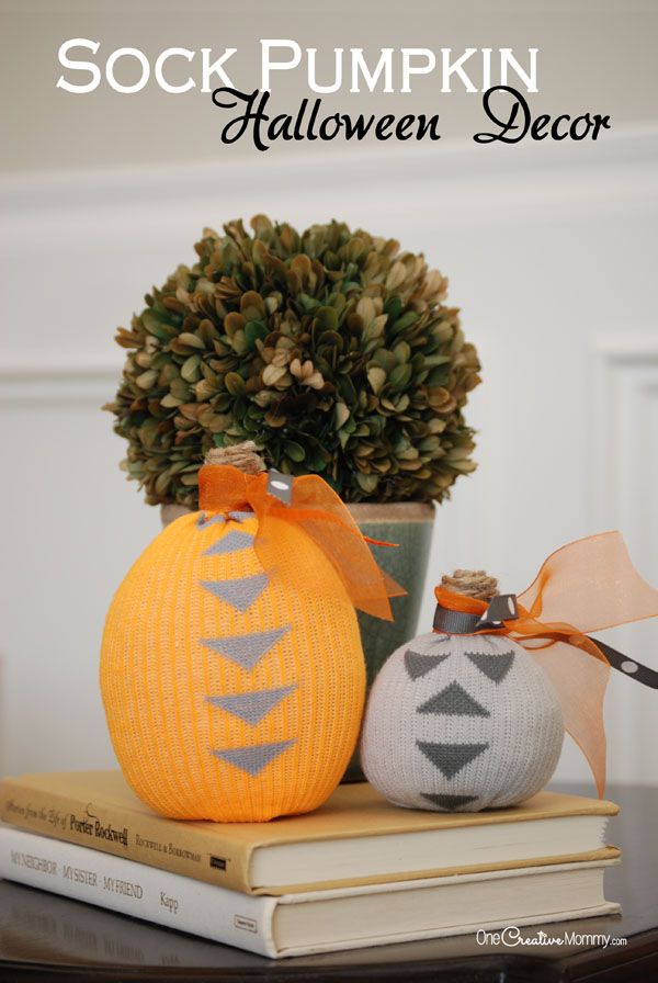 turn boring socks into halloween decorations easy sock pumpkin tutorial