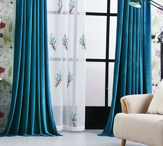 Pair Of Royal Blue Velvet Curtains Bedroom Living Room Pair Of Royal Blue Velvet Curtains, Royal Blue Velvet Curtains