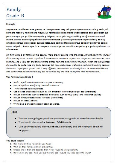 spanish writing ladder gcse by