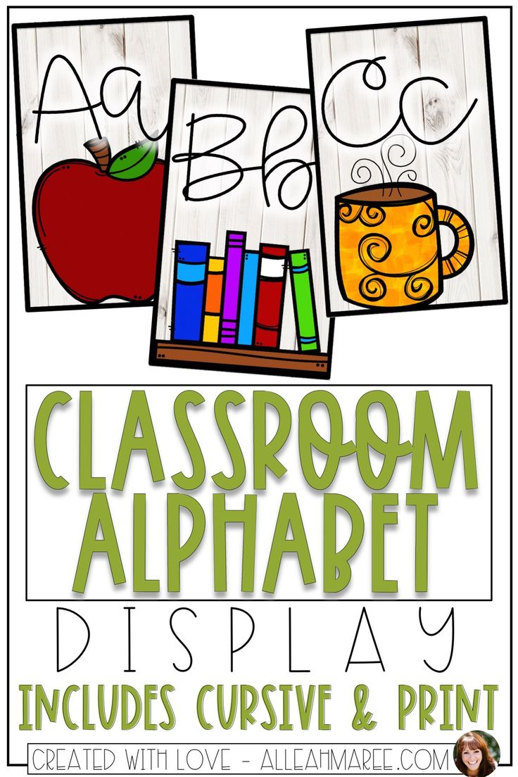 classroom alphabet display print and cursive shiplap