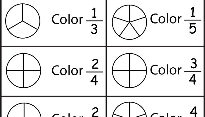 Color the Fraction 4 Worksheets Matemática, Atividades