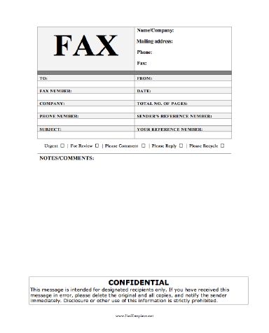 When your fax absolutely must be kept private for business or legal reasons, use this fax template that includes a statement about confidentiality. Free to download and print